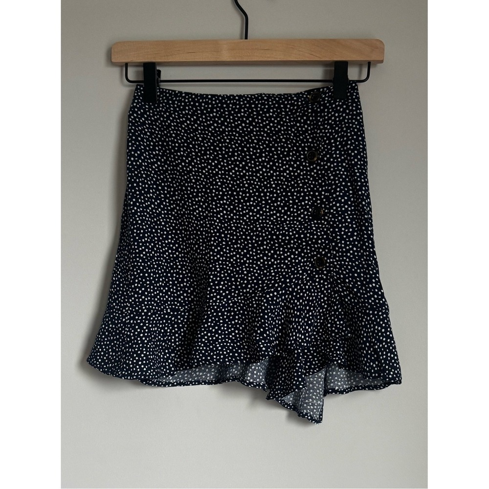 Hollister Dark Blue & White Polka Dot Ruffle Mini Skirt ✨